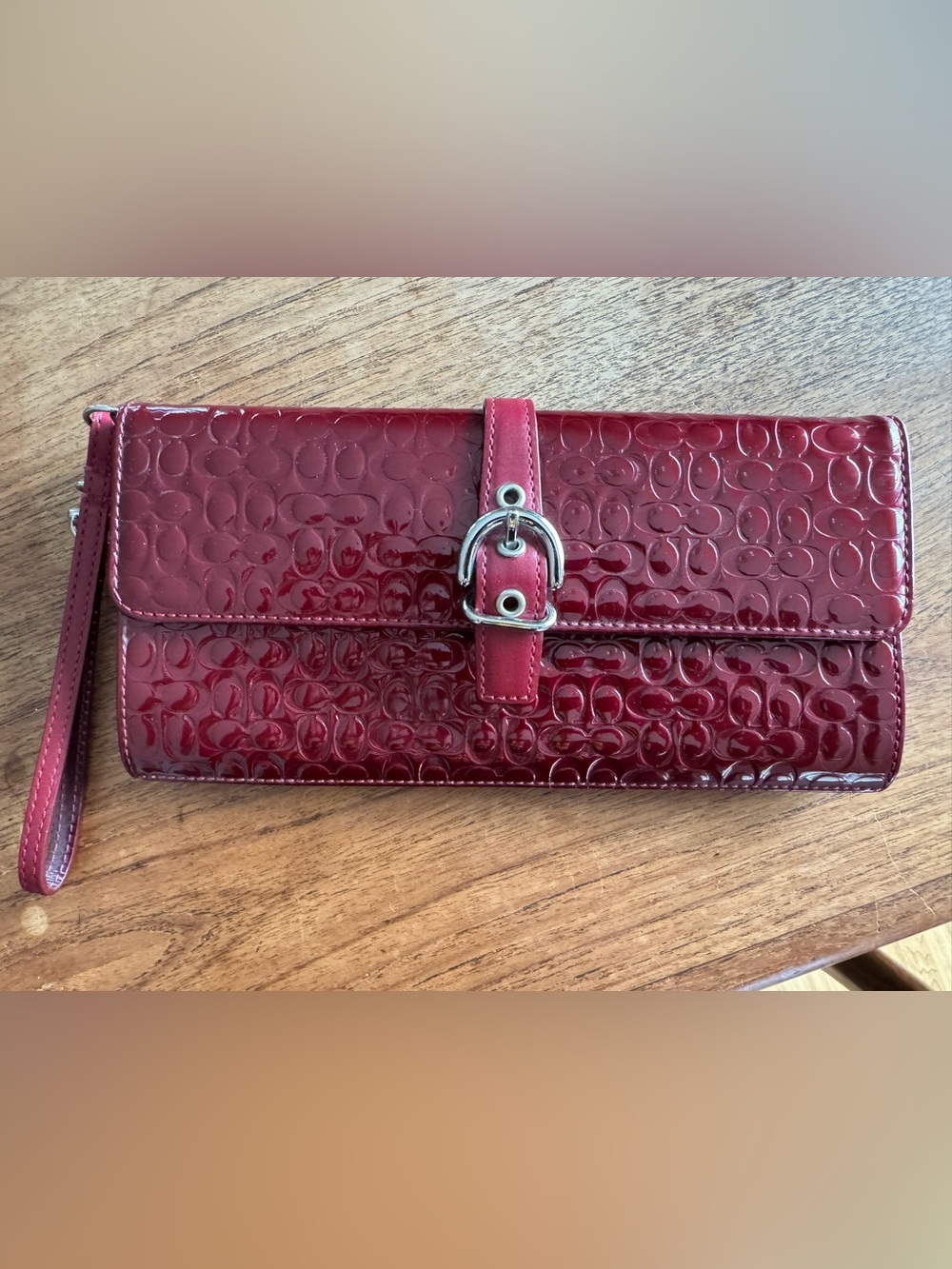 Vintage Coach wristlet in deep red